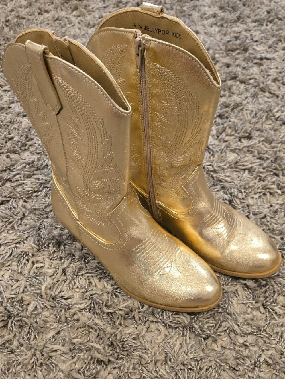 Jellypop Girls Metallic Gold Western Boots